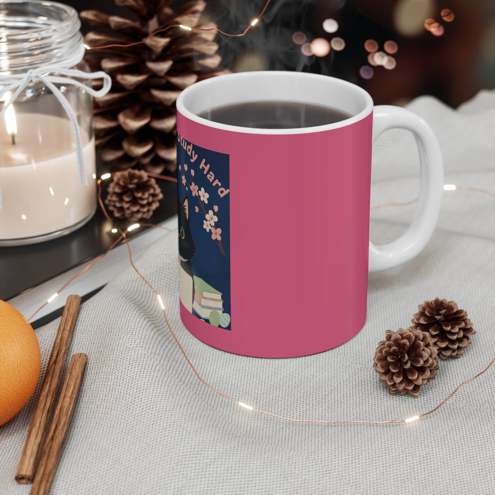Black Cat Mug 11oz – Dream Big Study Hard