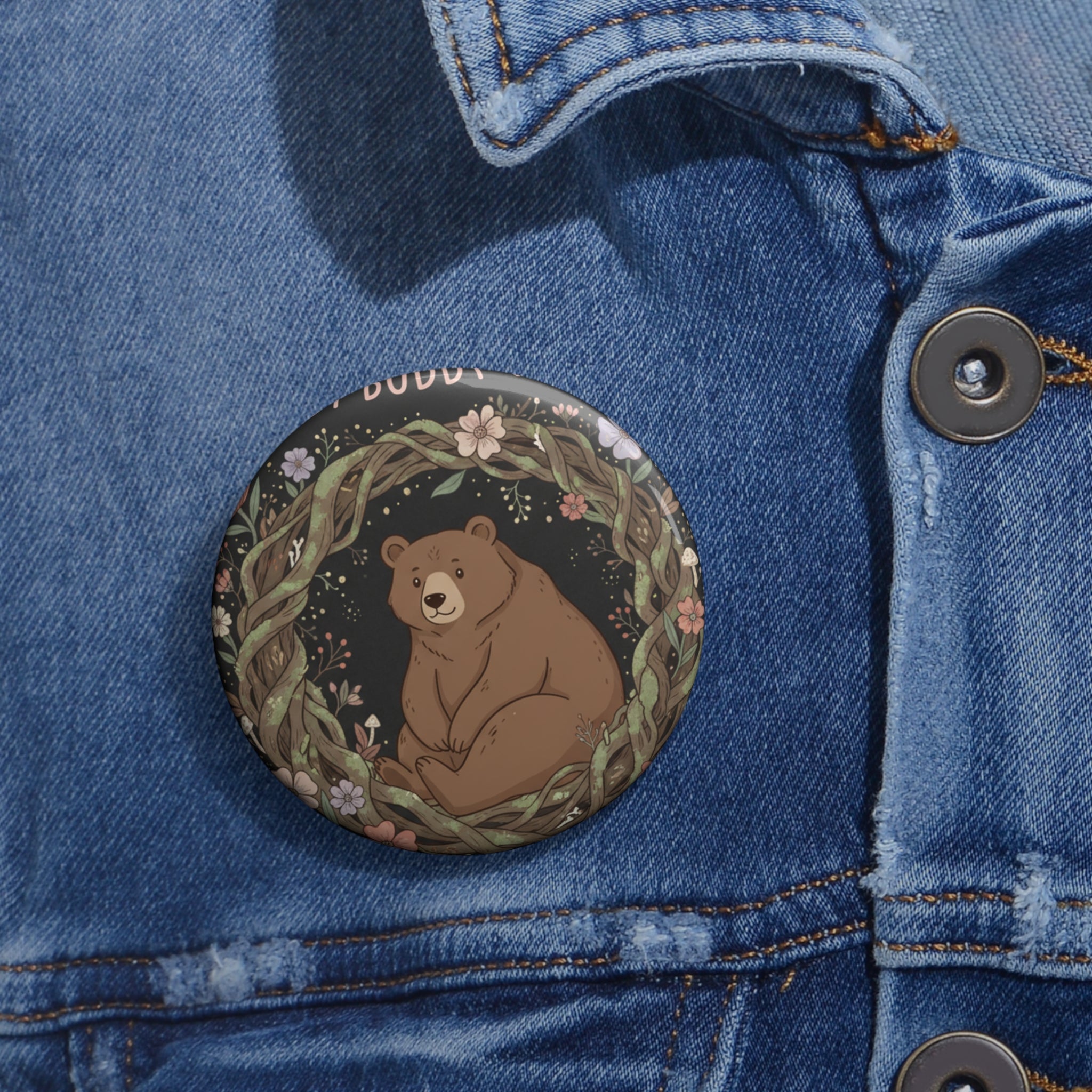 Bear Pin Button – Study Buddy Vibes