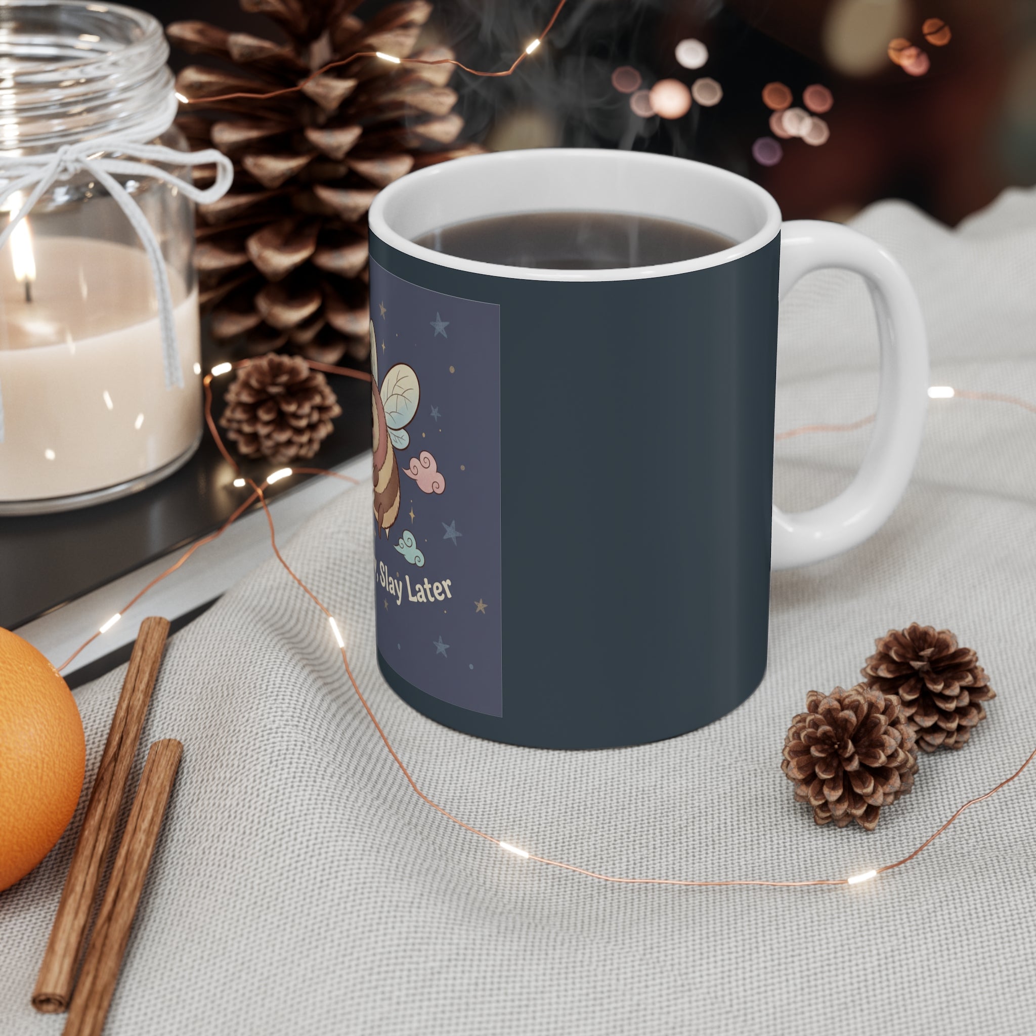 Bee Mug 11oz – Study Now, Slay Later