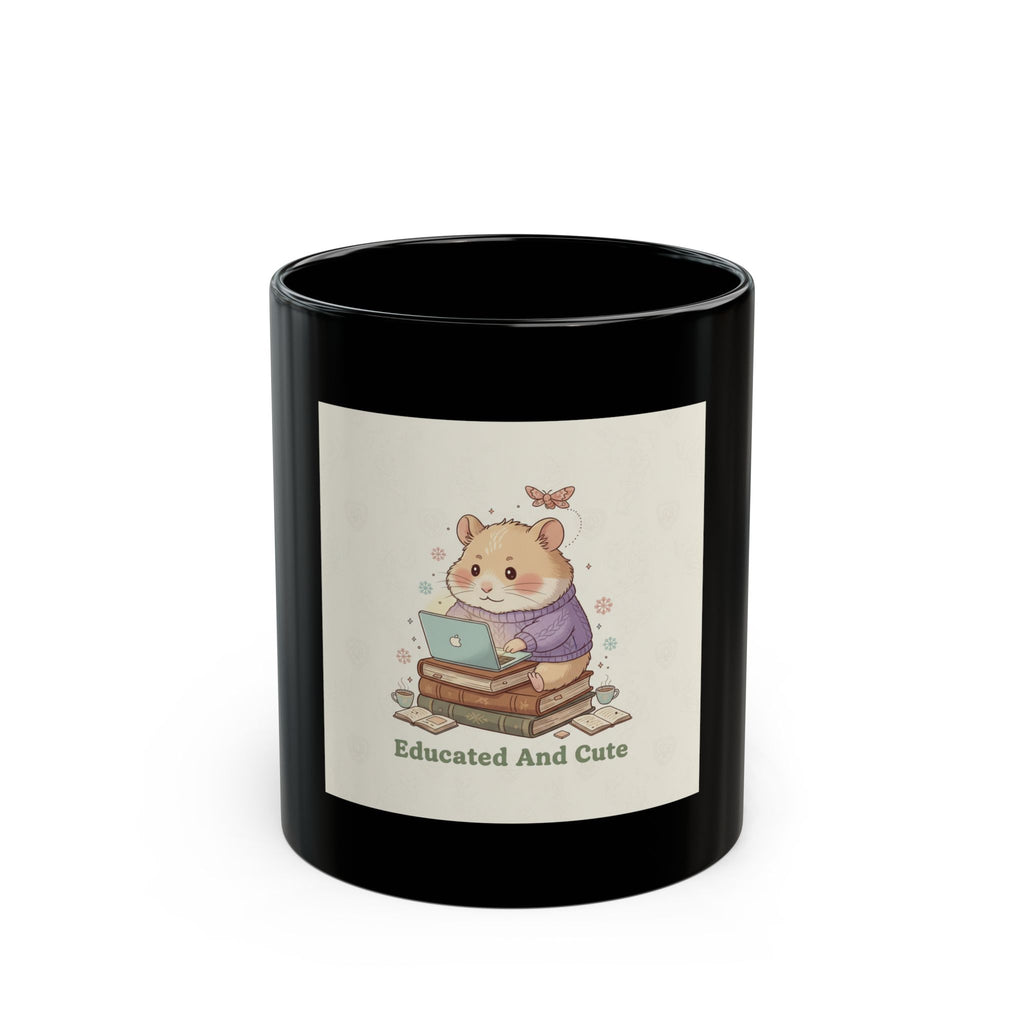 Educated And Cute Hamster Black Mug 11oz