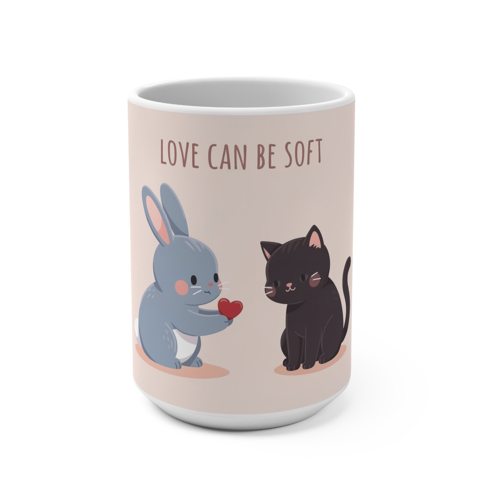 LOVE CAN BE SOFT Rabbit, cat Mug 15oz