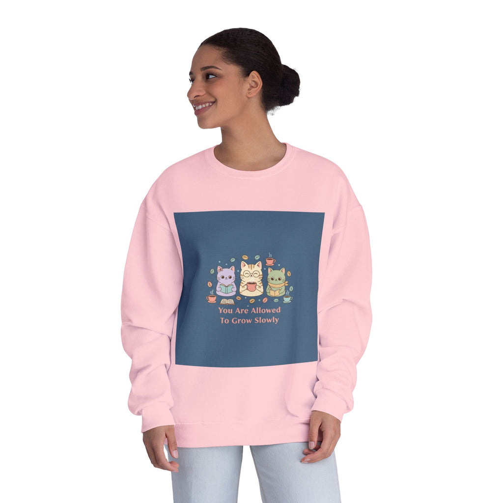 Cats With Glasses Crewneck Sweatshirt – You Are Allowed to Grow Slowly