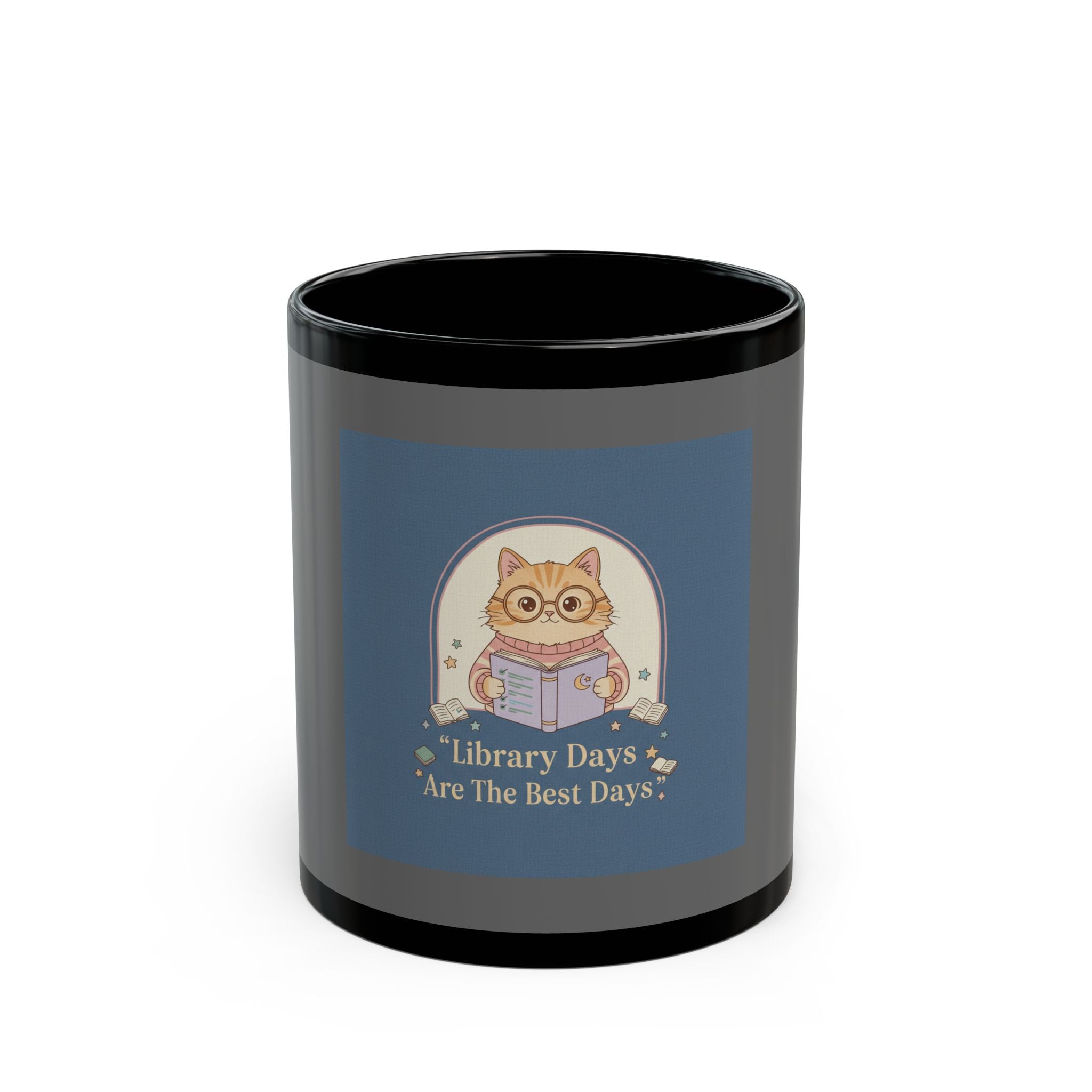 Cat Black Mug 11oz – Library Days Are the Best Days