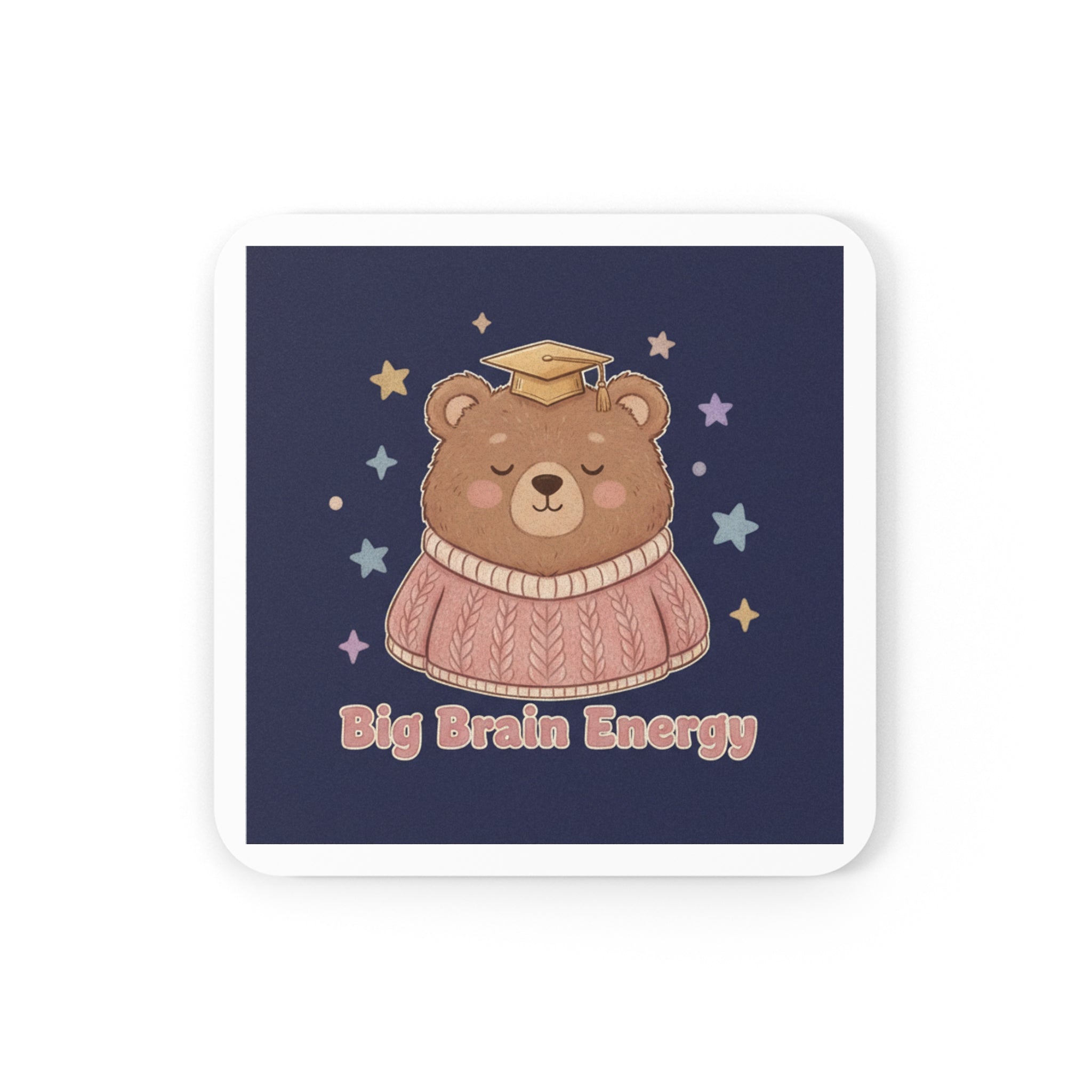 Bear Cork Coaster – Big Brain Energy