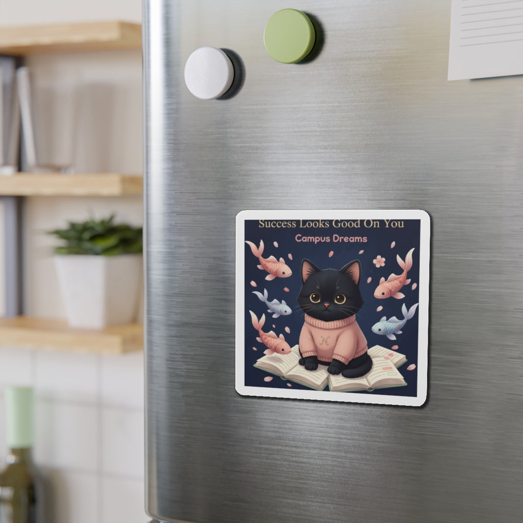 Black Cat Die-Cut Magnet – Success Looks Good on You Campus Dreams
