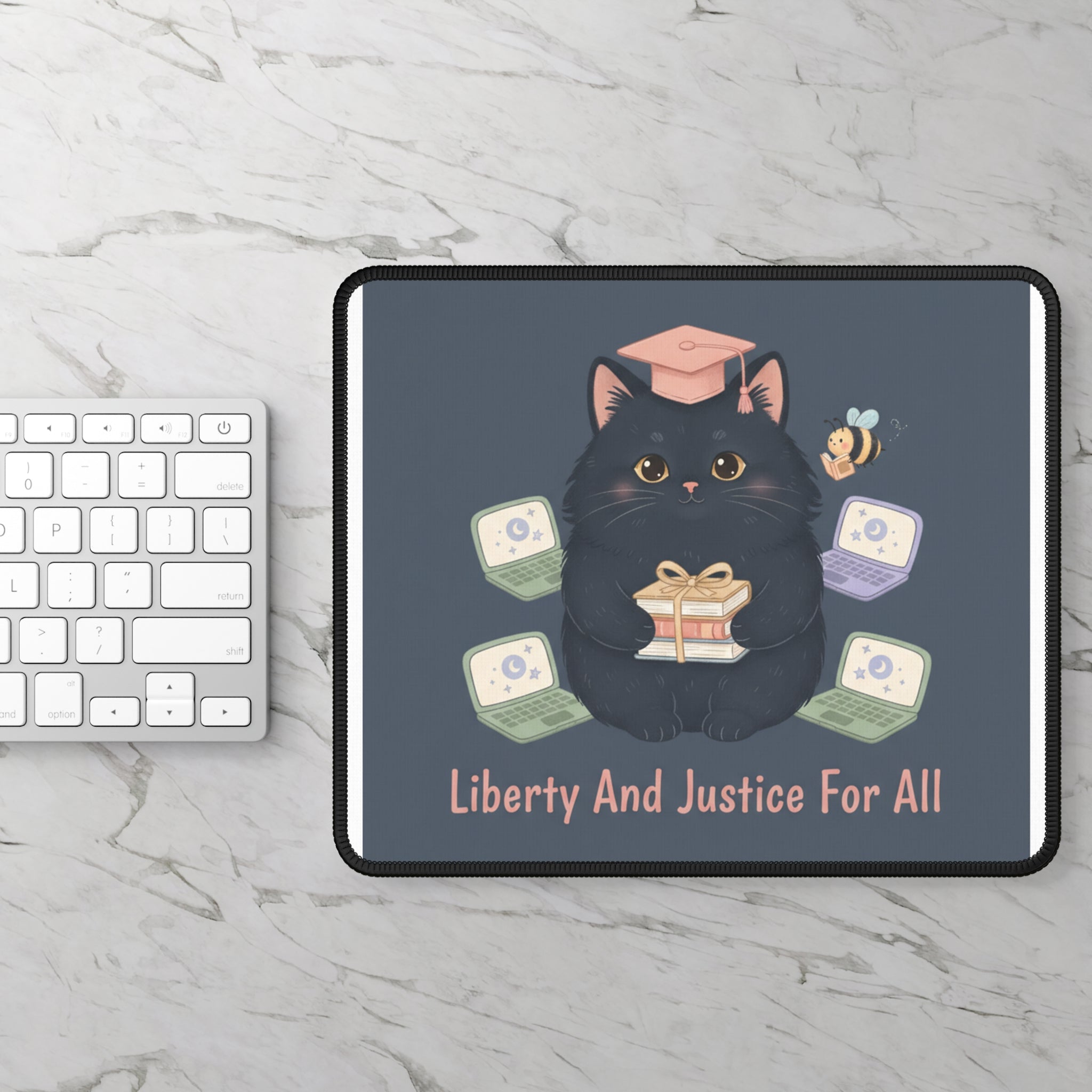Black Cat Mouse Pad – Liberty and Justice for All