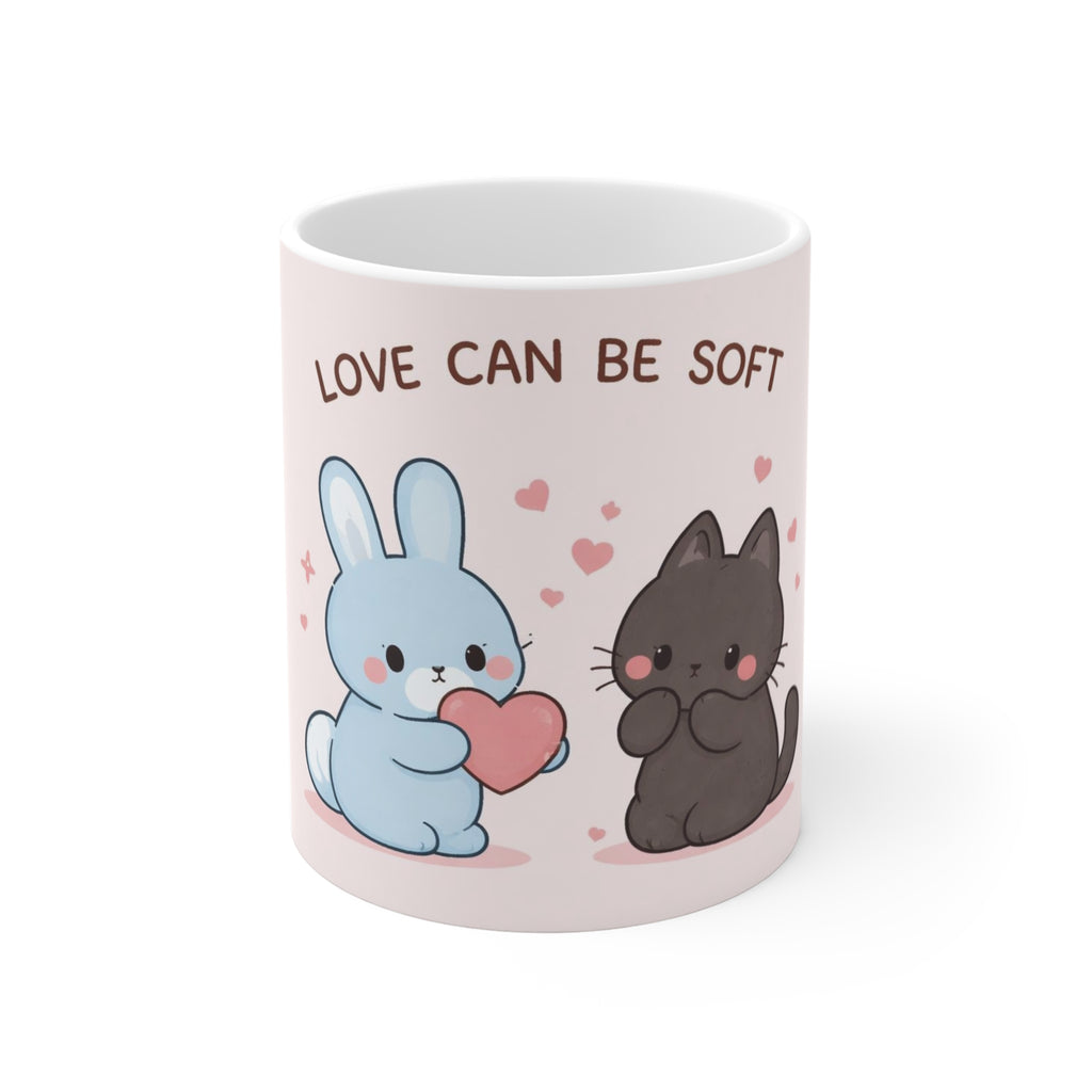 LOVE CAN BE SOFT Rabbit, cat Mug 11oz