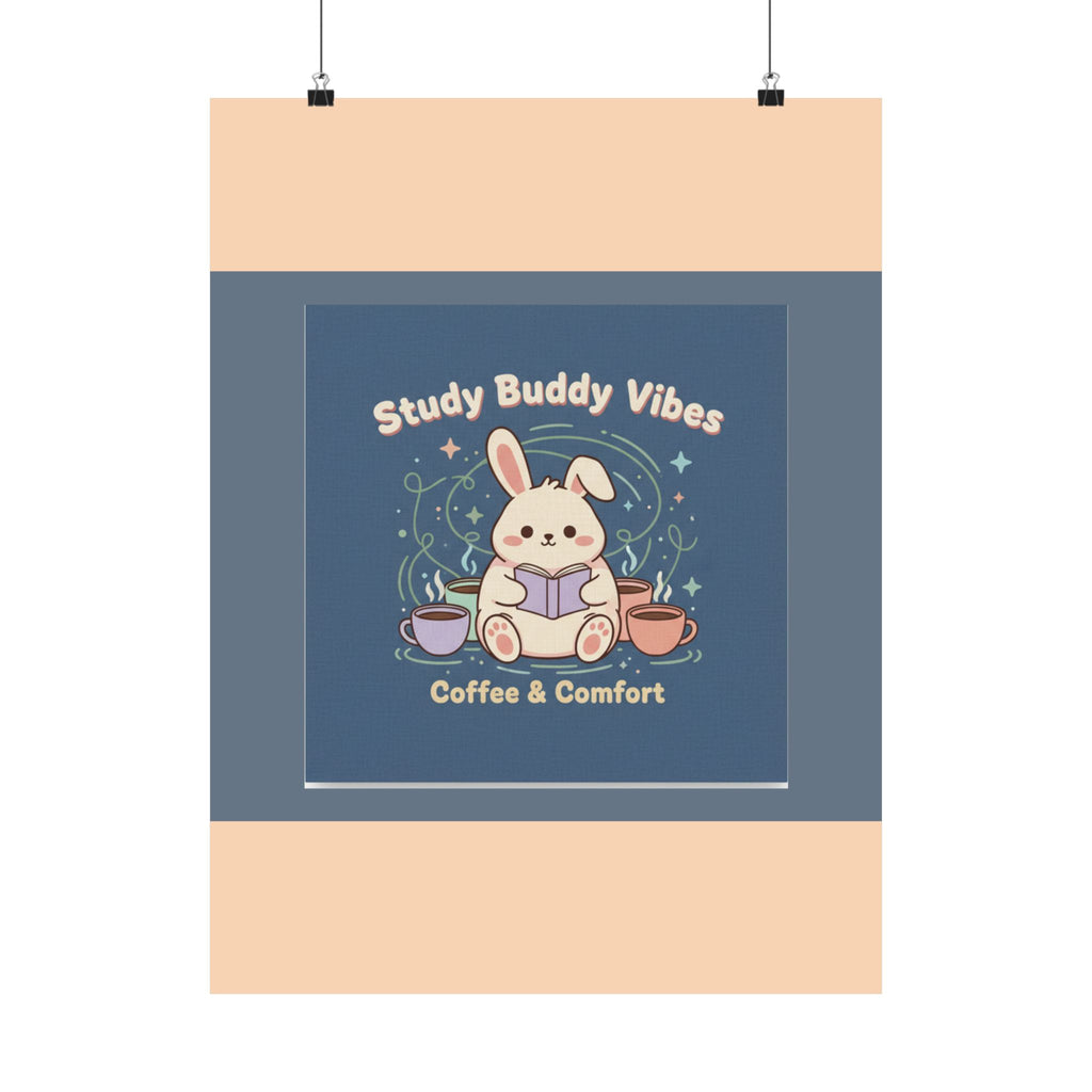 Bunny Poster – Study Buddy Vibes Coffee Comfort