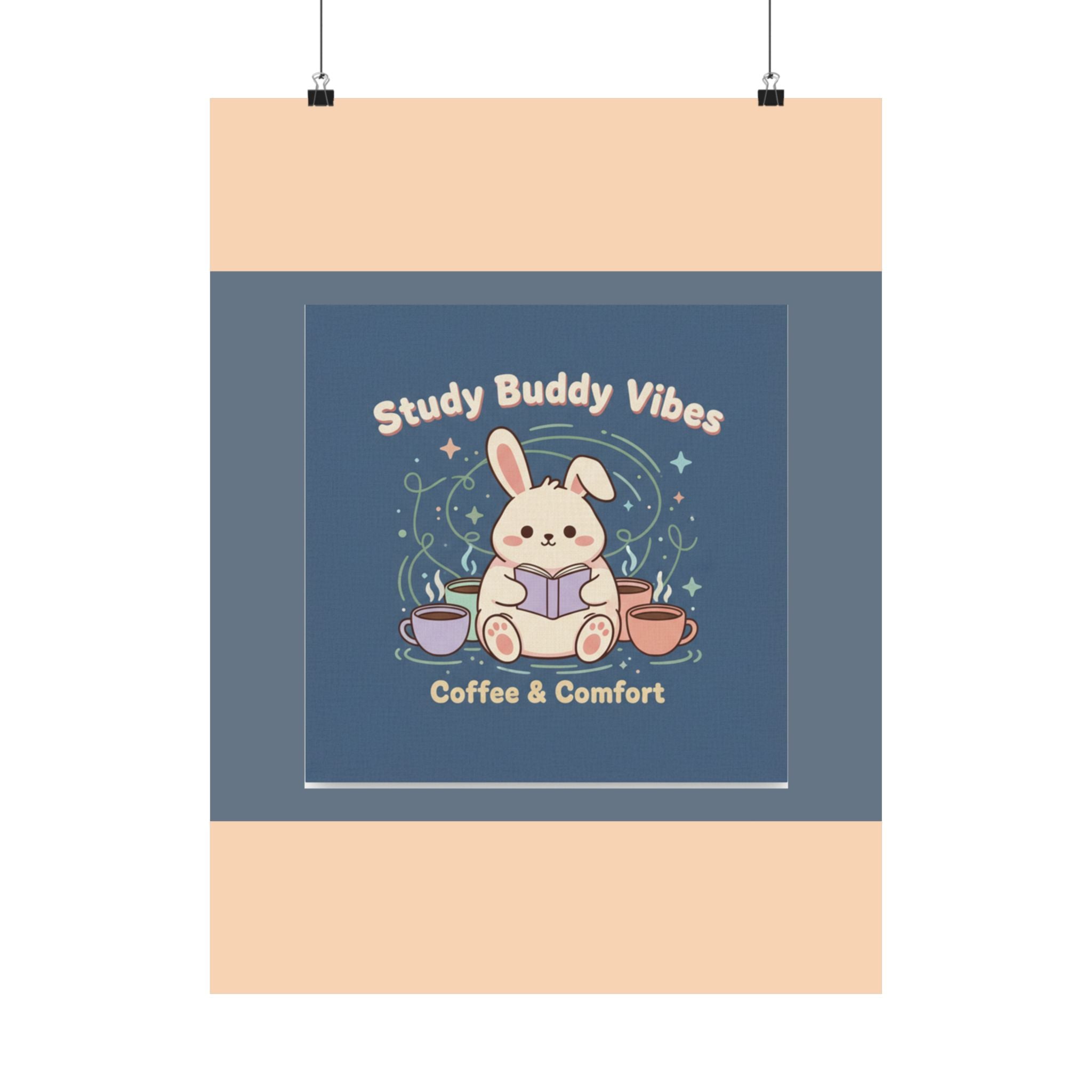 Bunny Poster – Study Buddy Vibes Coffee Comfort