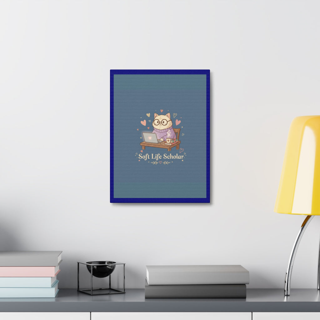 Soft Life Scholar Cat Canvas