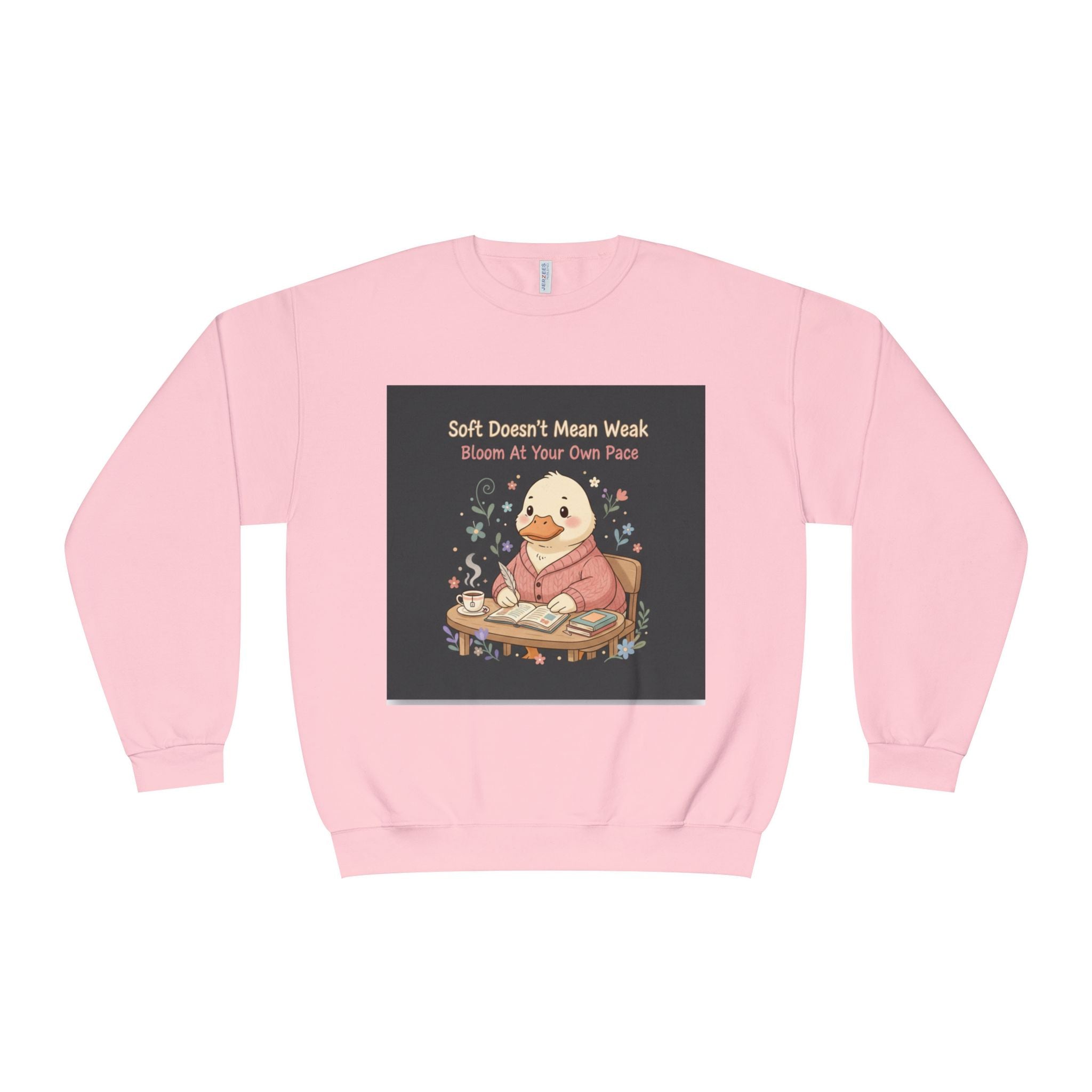 Duck In A Cardigan Crewneck Sweatshirt – Soft Doesnt Mean Weak Bloom at Your Own