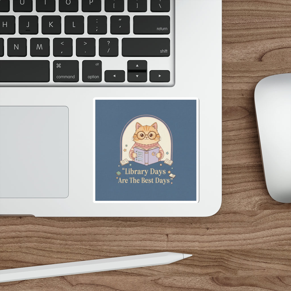 Cat Die-Cut Sticker – Library Days Are the Best Days