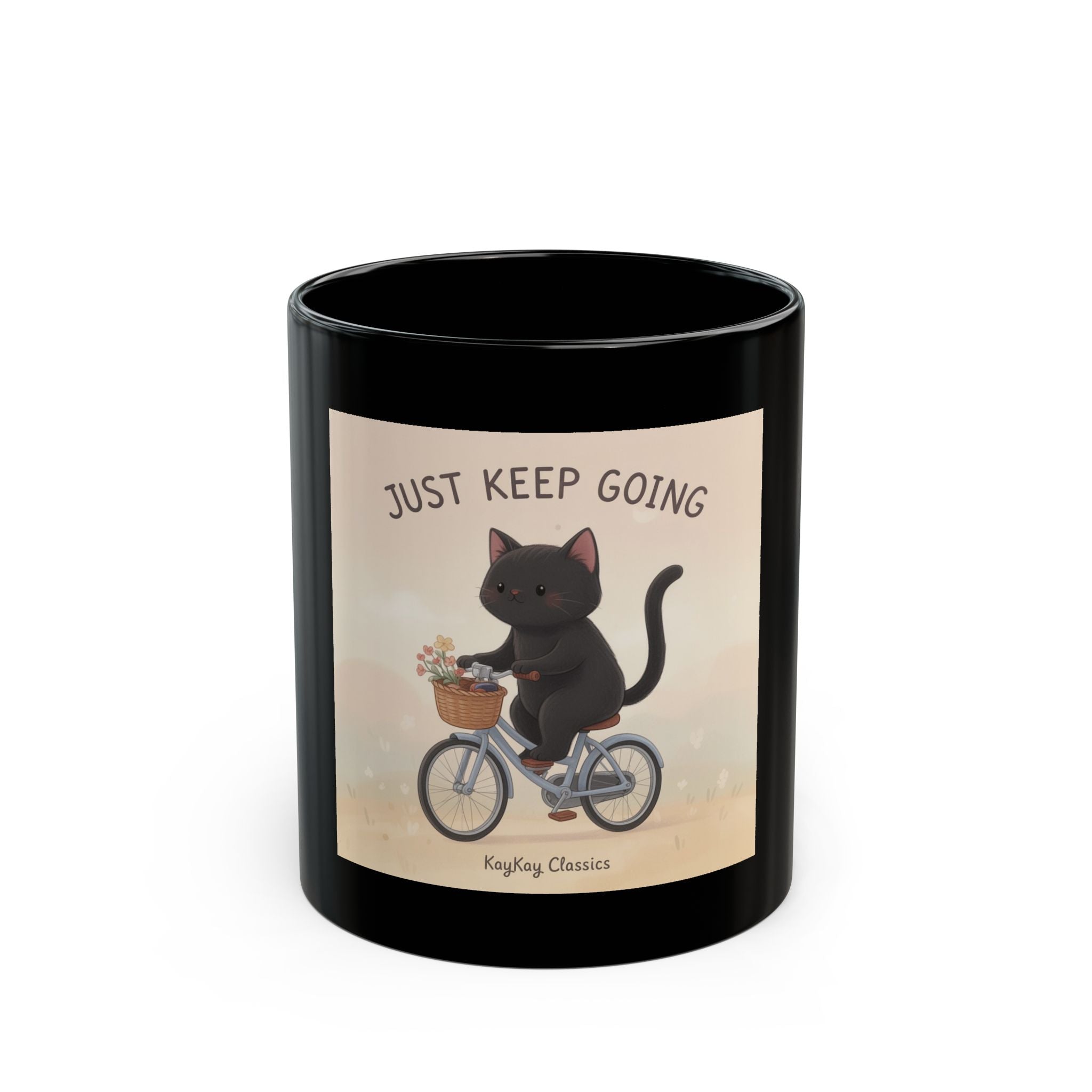 JUST KEEP GOING Black Mug