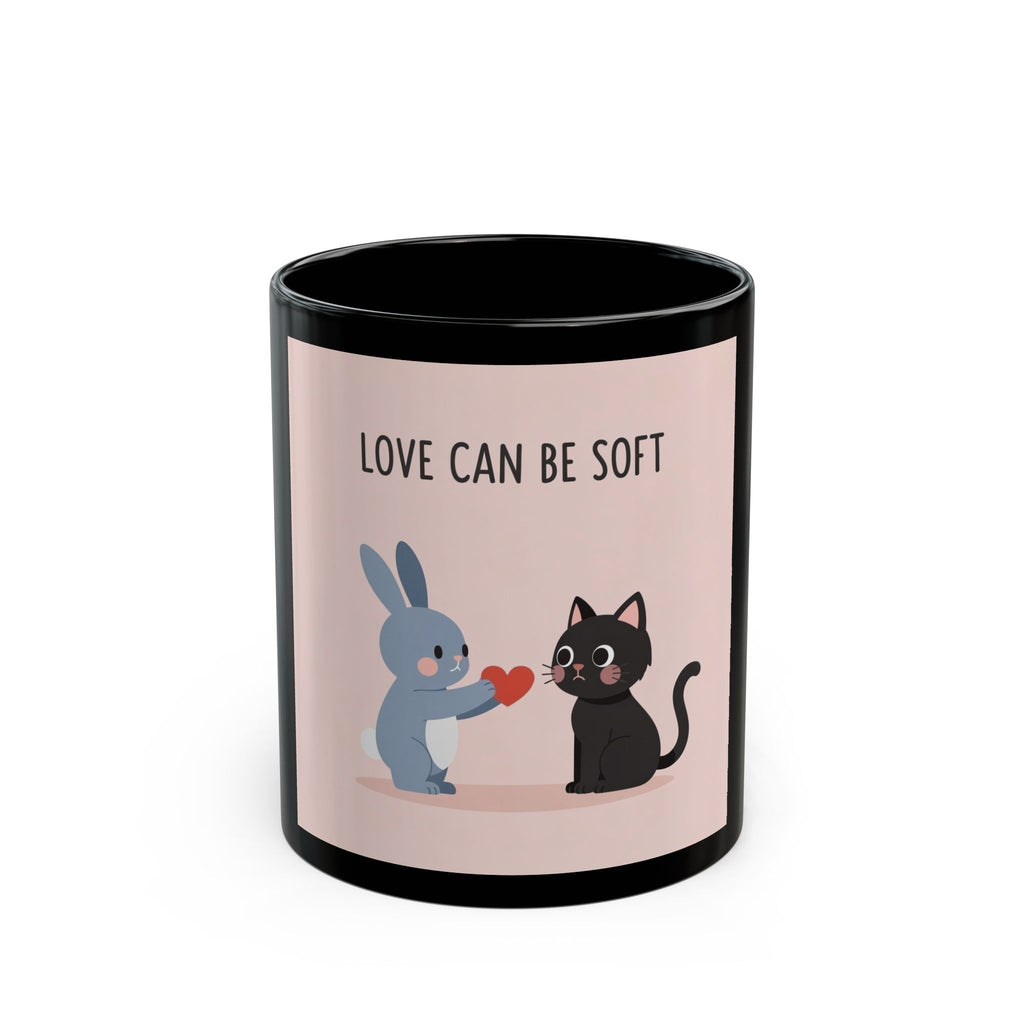 LOVE CAN BE SOFT Black Mug