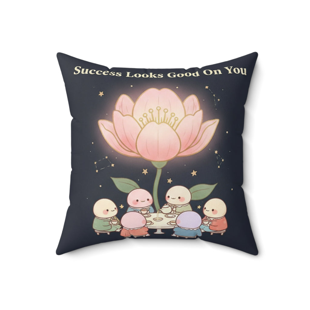 Tiny Chibi Creatures Square Pillow – Success Looks Good on You