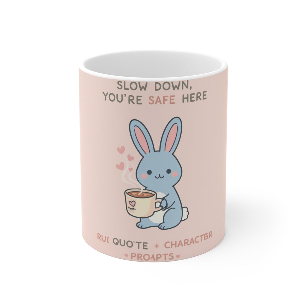 SLOW DOWN, YOURE SAFE HERE Rabbit Mug 11oz