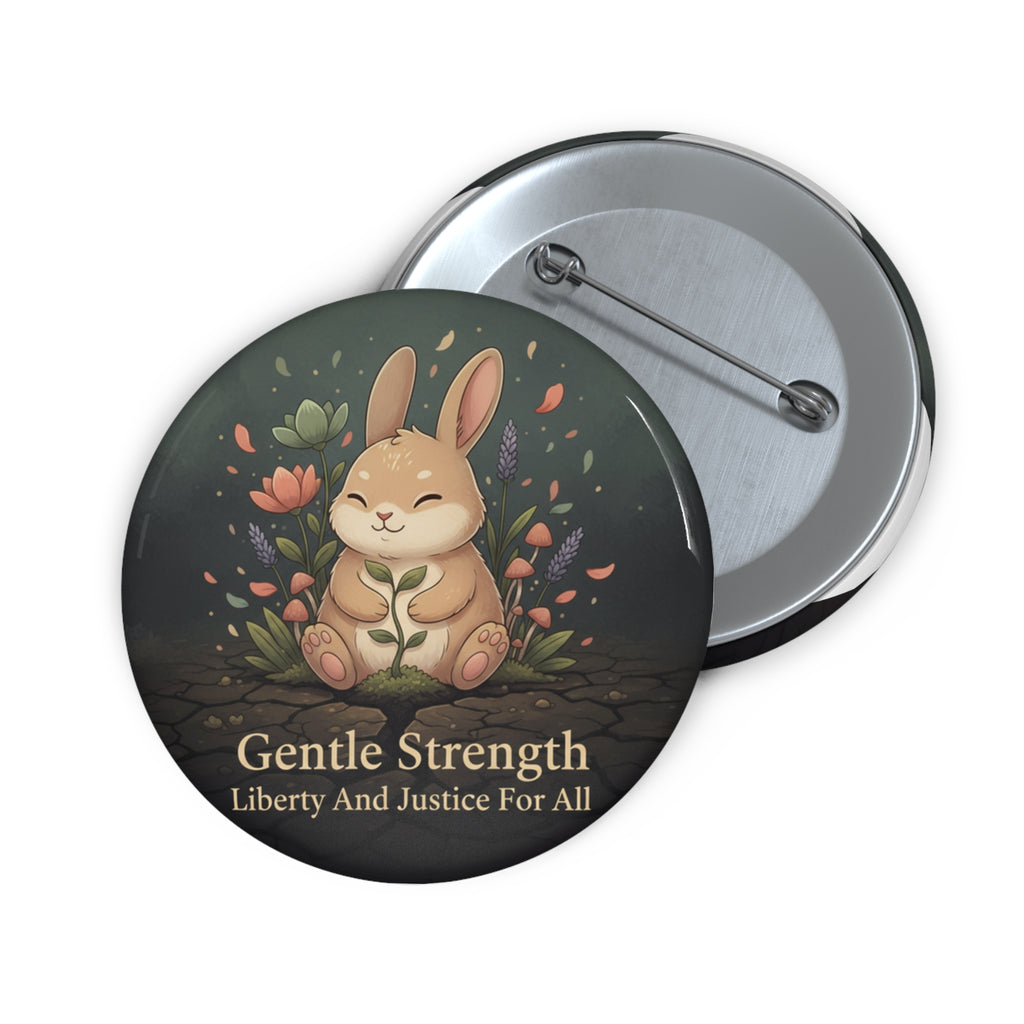 Bunny Pin Button – Gentle Strength Liberty and Justice for