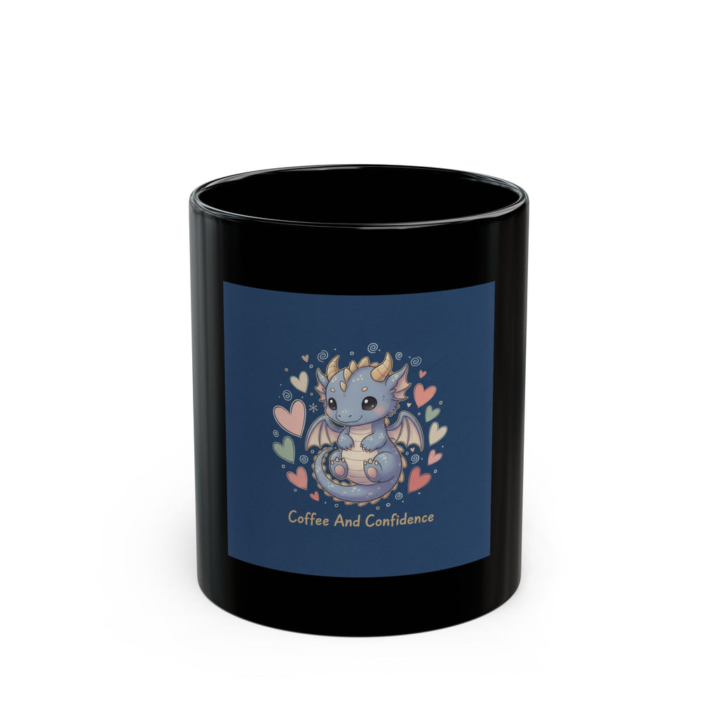 Coffee And Confidence Dragon Black Mug 11oz
