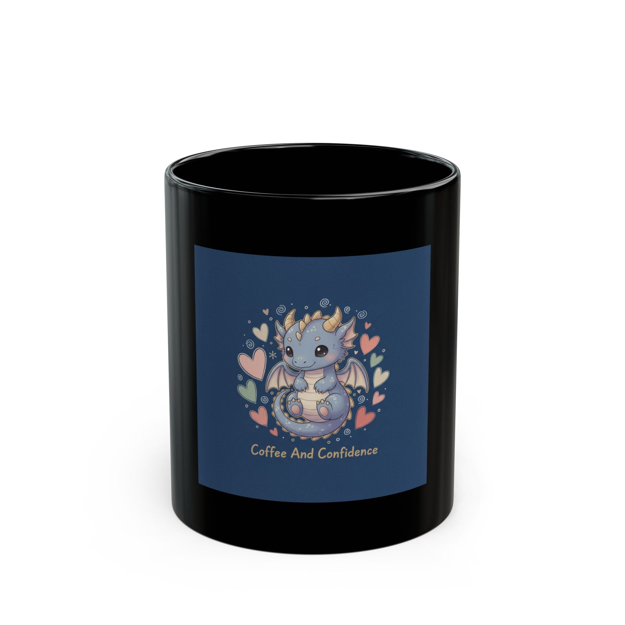 Coffee And Confidence Dragon Black Mug 11oz