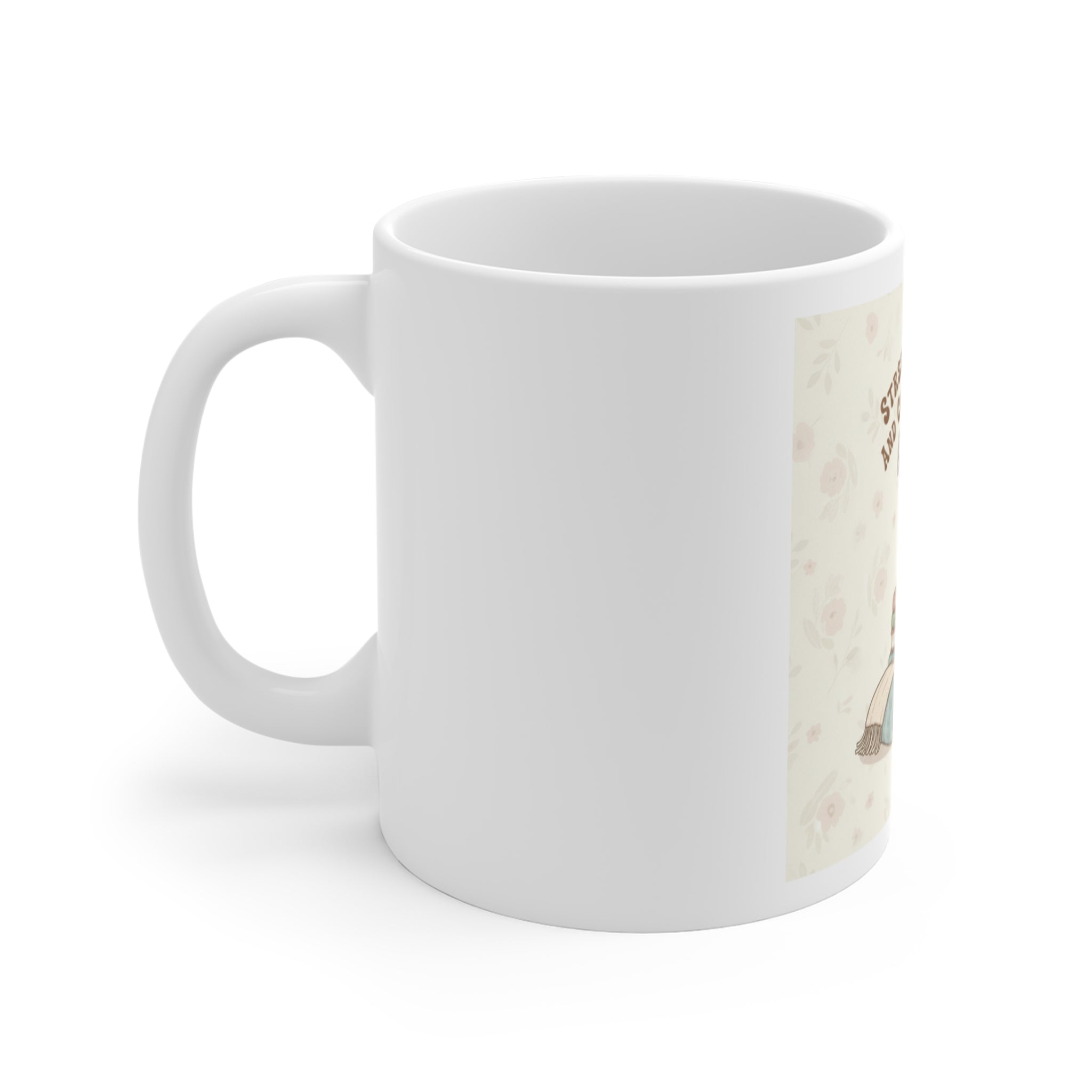 STRESSED BLESSED AND COFFEE OBSESSED Cat Mug 11oz