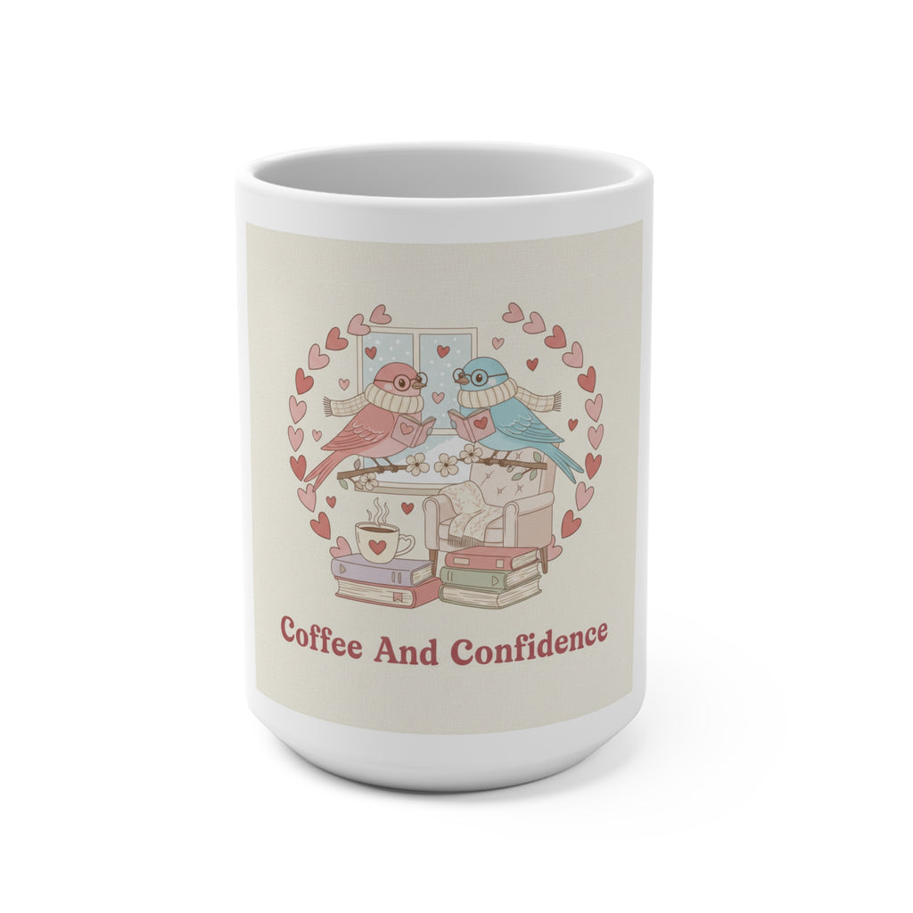 Coffee And Confidence Birds Mug 15oz