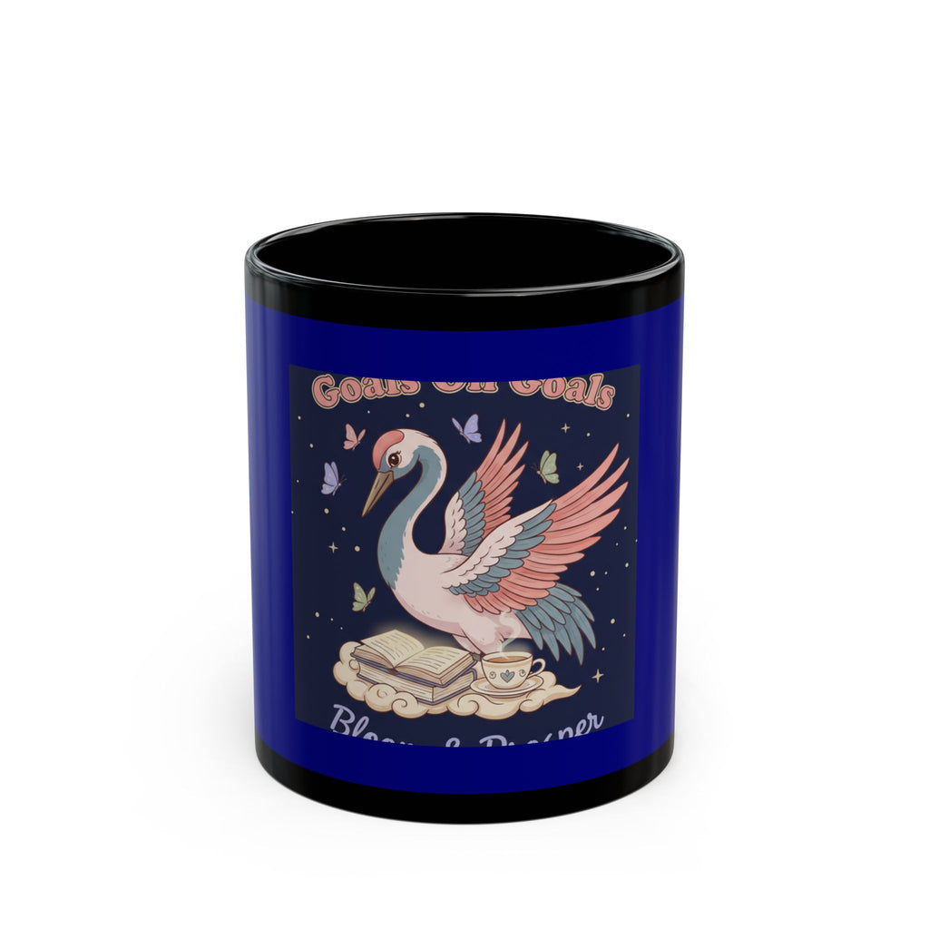 Crane Black Mug 11oz – Goals on Goals Bloom Prosper