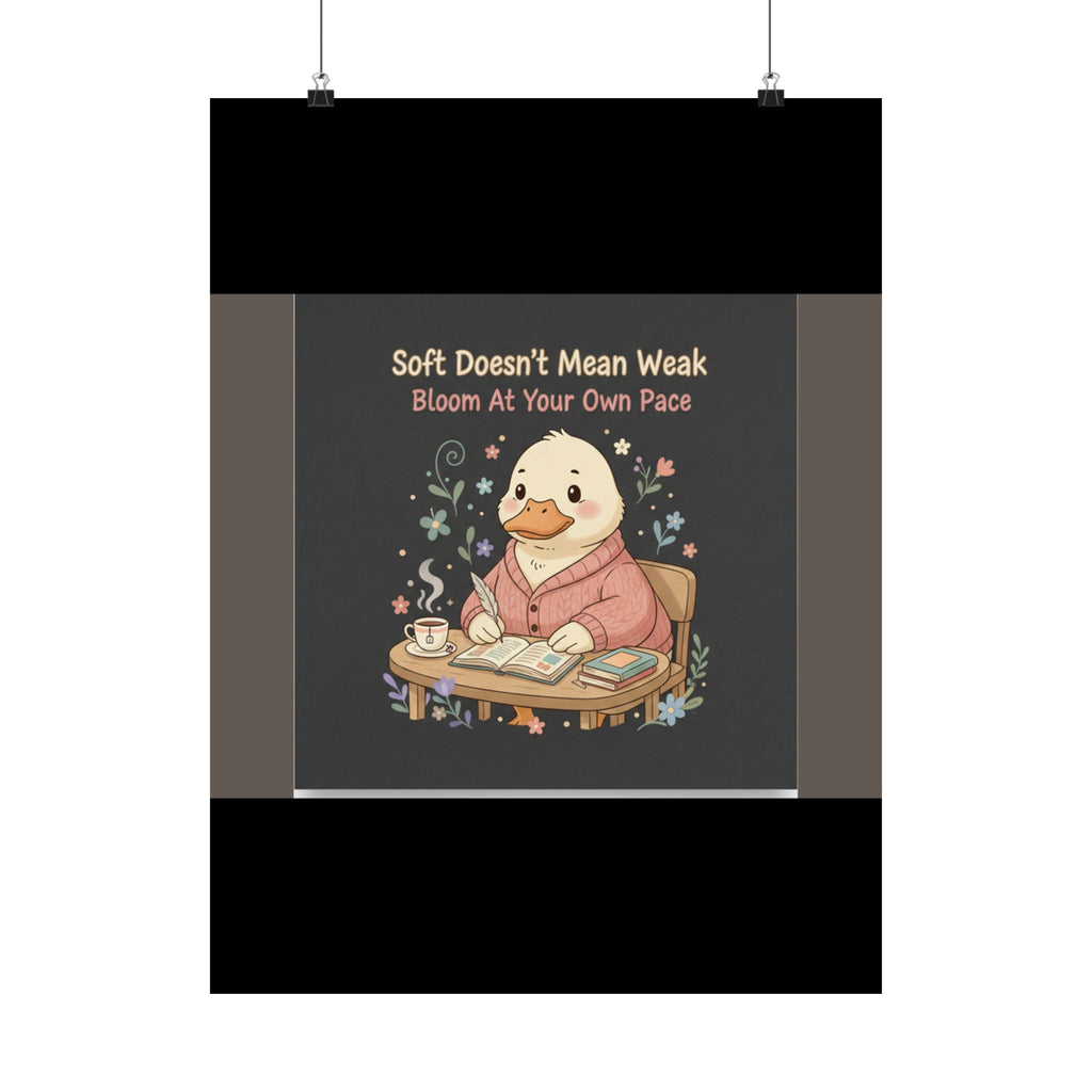 Duck In A Cardigan Poster – Soft Doesnt Mean Weak Bloom at Your Own