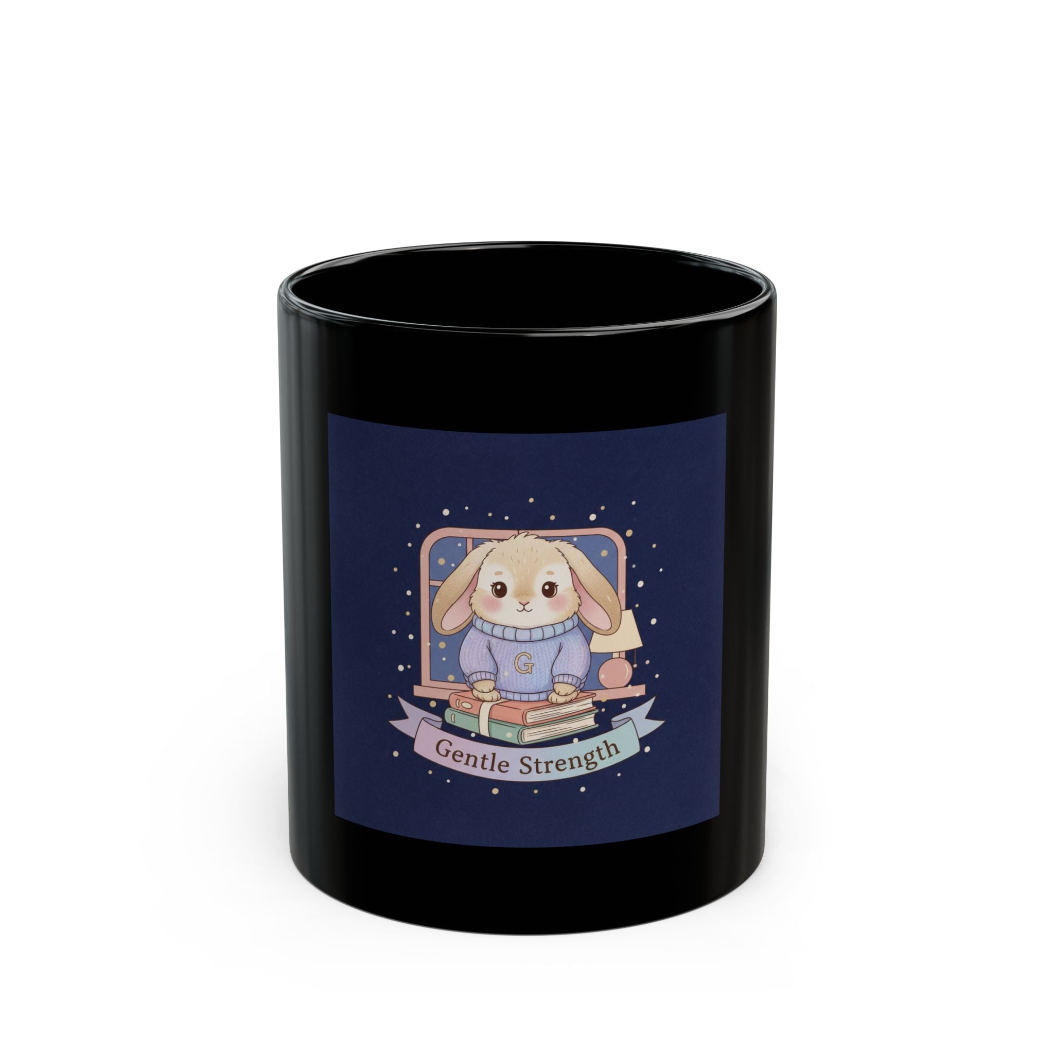 Bunny Black Mug 11oz – Gentle Strength