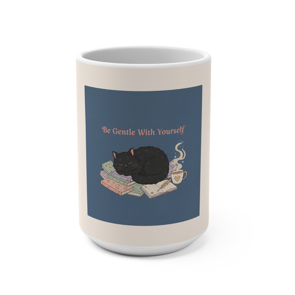 Black Cat Mug 15oz – Be Gentle With Yourself