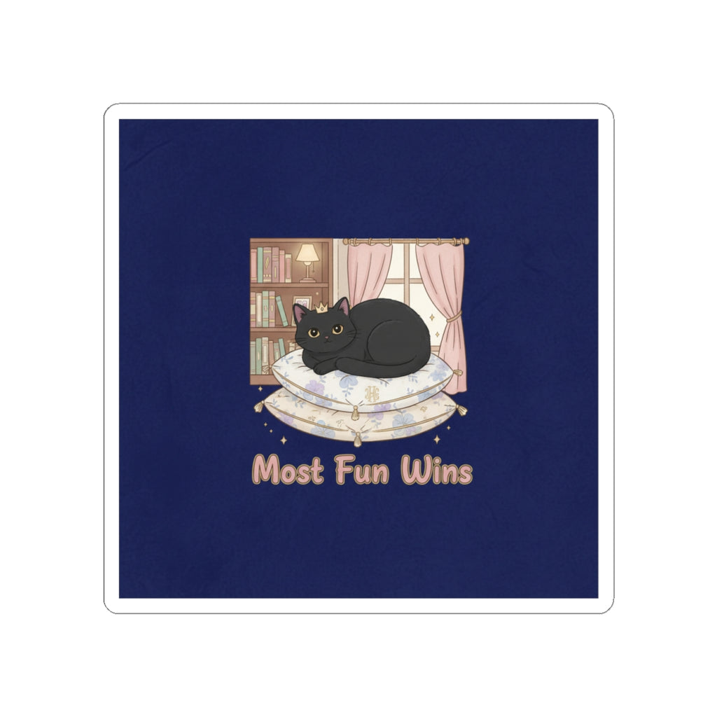 Black Cat Kiss-Cut Sticker – Most Fun Wins