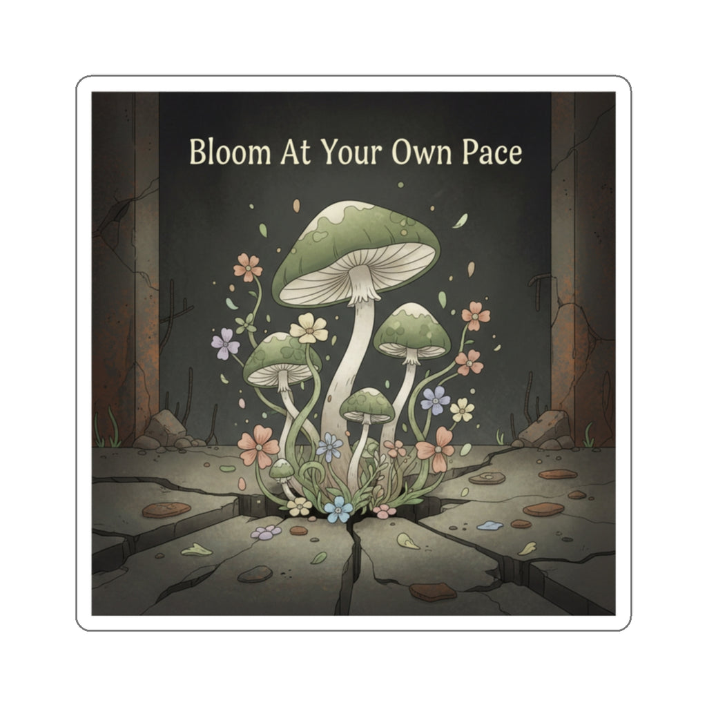 Black Cat Die-Cut Sticker – Bloom at Your Own Pace