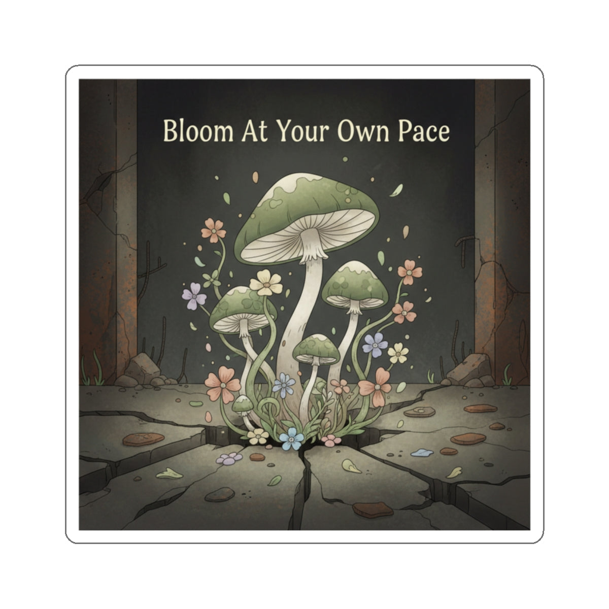 Black Cat Die-Cut Sticker – Bloom at Your Own Pace