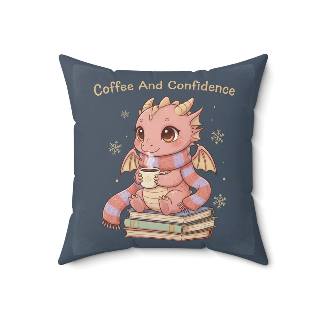 Dragon Square Pillow – Coffee and Confidence