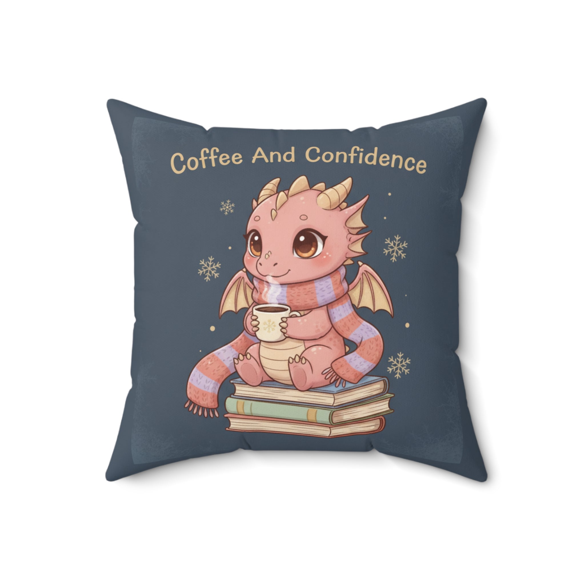 Dragon Square Pillow – Coffee and Confidence