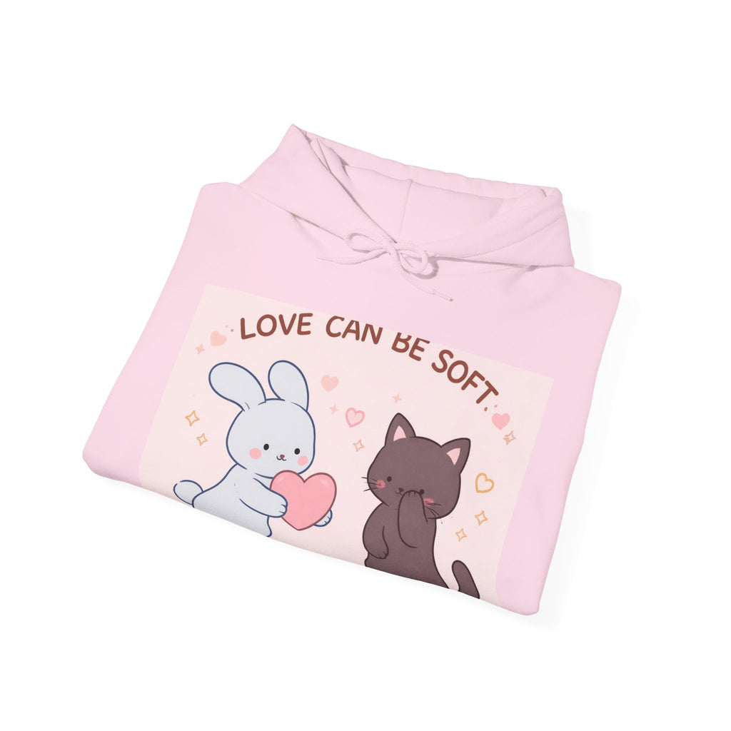 "LOVE CAN BE SOFT" Black Cat Hoodie | College Girl Gift | Fashion | KayKay Classics