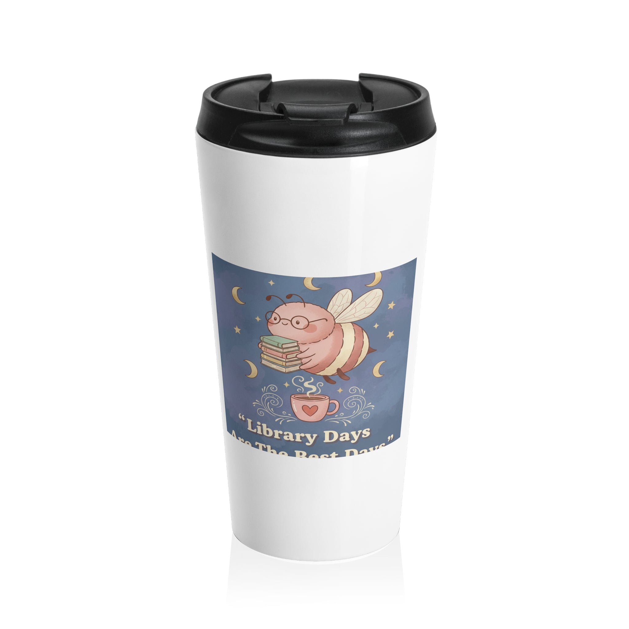 Bee Travel Mug – Library Days Are the Best Days