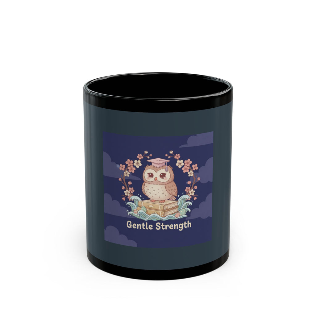 Owl Black Mug 11oz – Gentle Strength