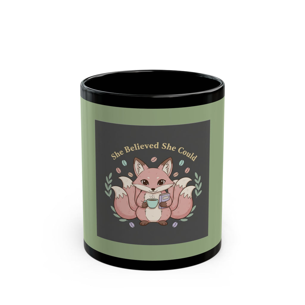 Fox Black Mug 11oz – She Believed She Could