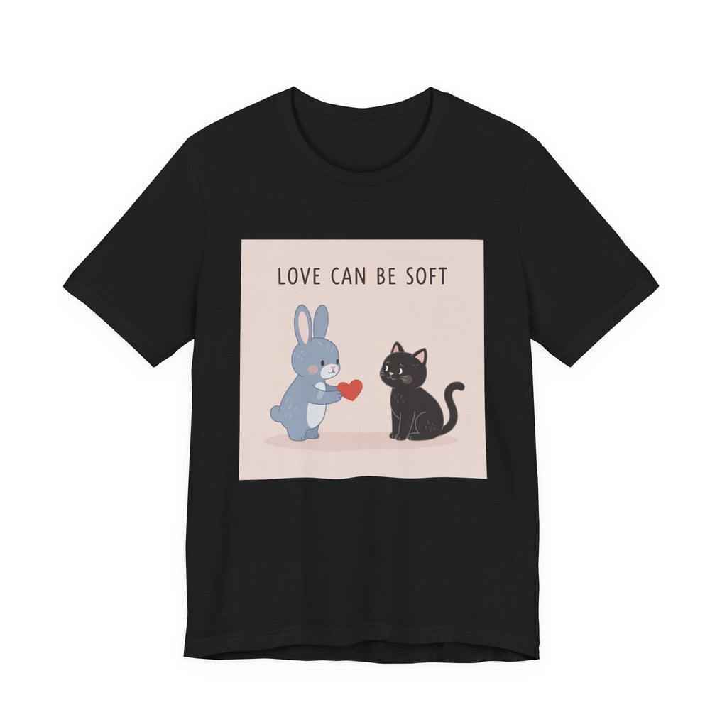 "LOVE CAN BE SOFT" Black Cat Women Tee | College Girl Gift | Fashion | KayKay Classics