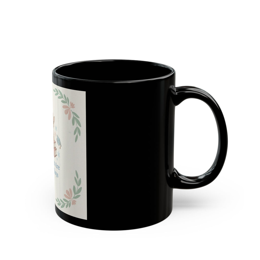 Library Days Are The Best Days Rabbits Black Mug 11oz