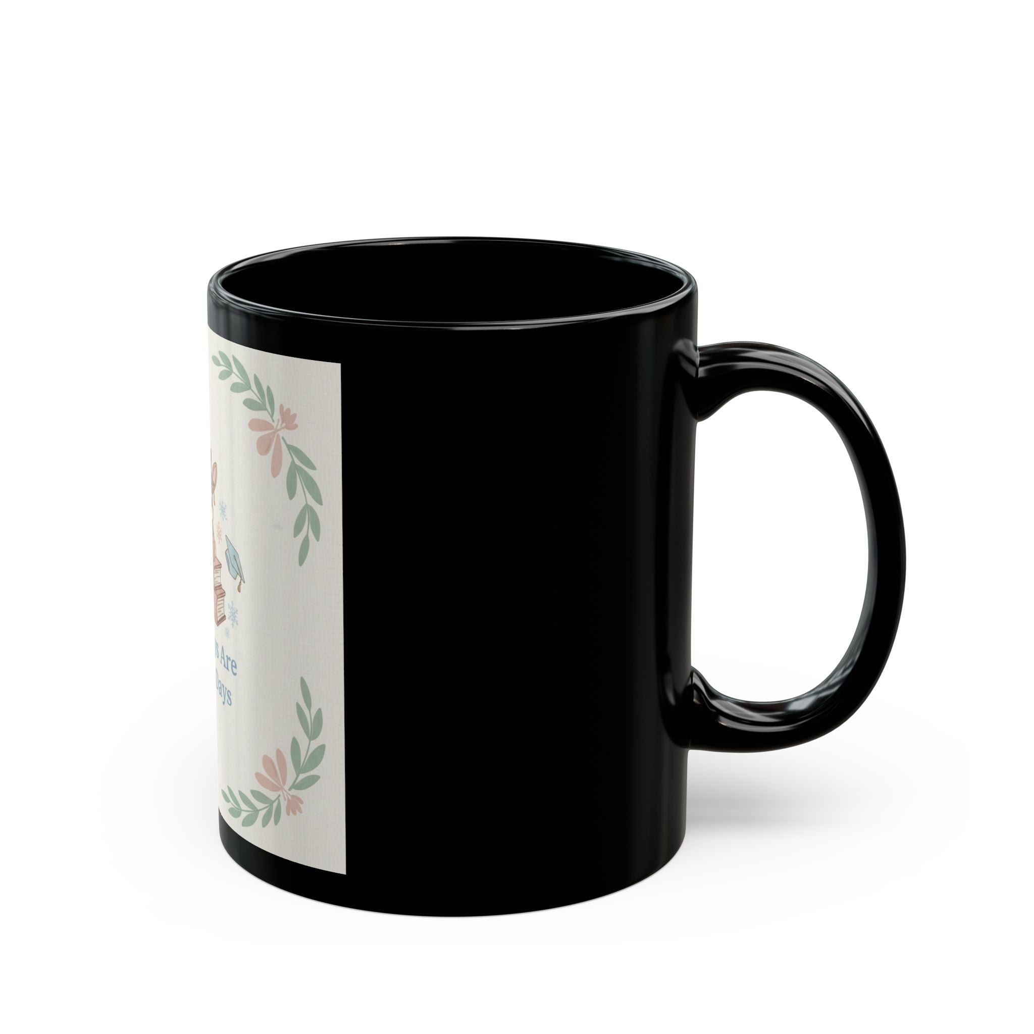Library Days Are The Best Days Rabbits Black Mug 11oz