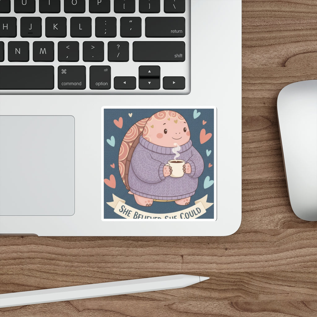 Turtle Die-Cut Sticker – She Believed She Could