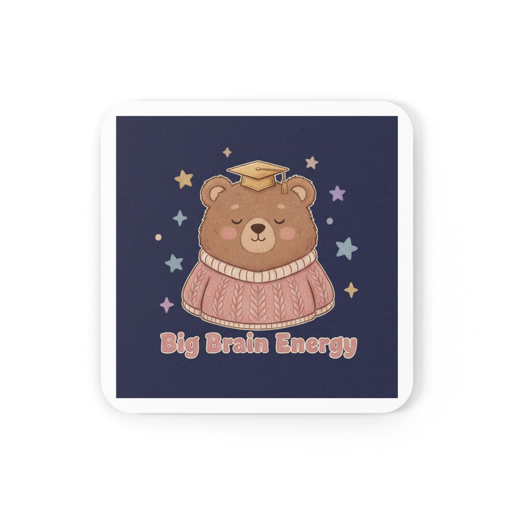 Bear Cork Coaster – Big Brain Energy