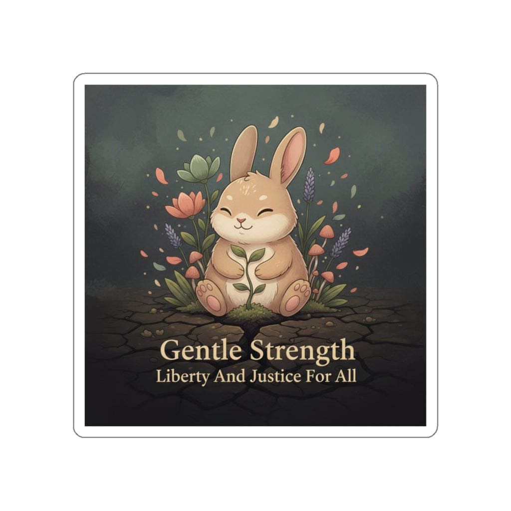 Bunny Die-Cut Sticker – Gentle Strength Liberty and Justice for