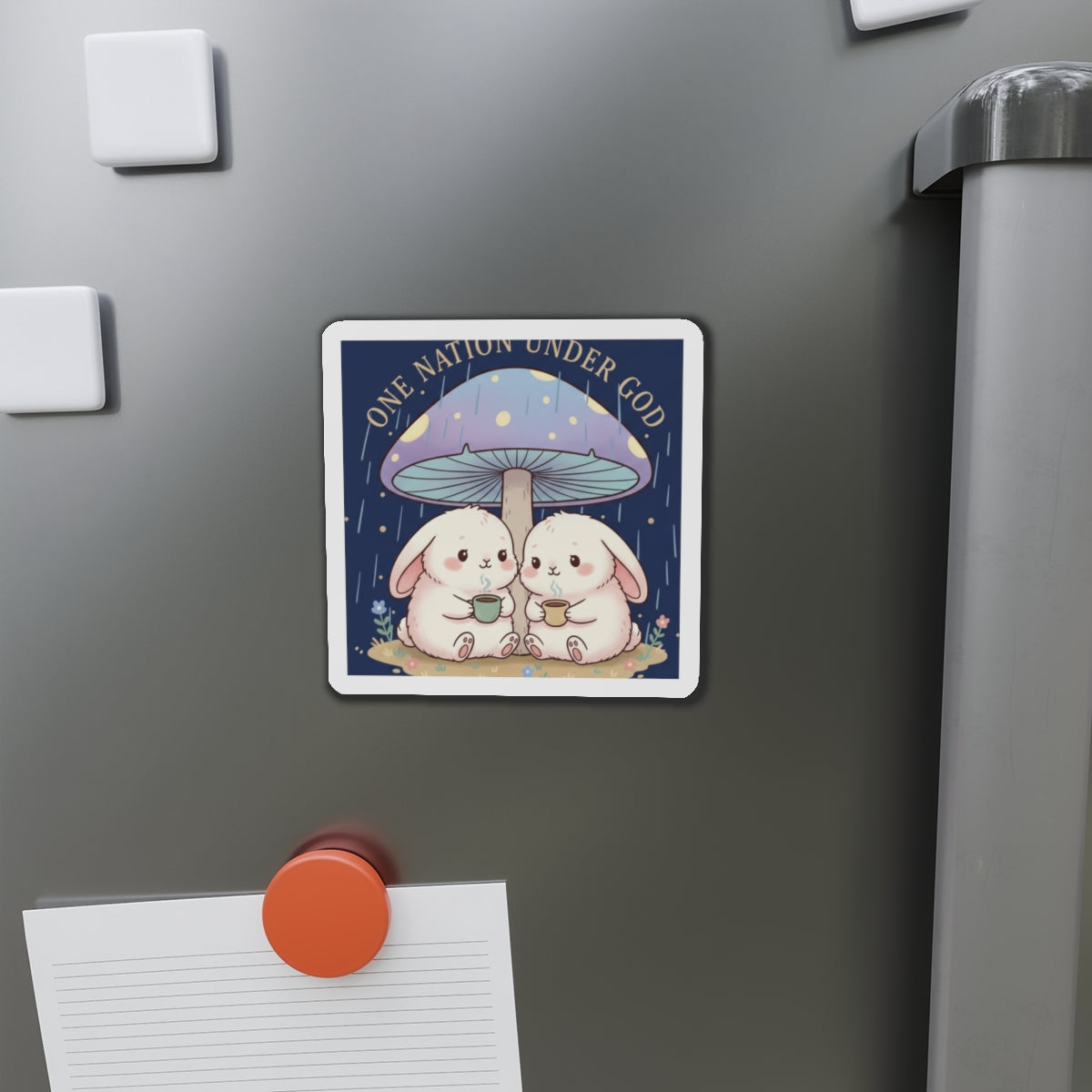 Two Cute Bunnies Die-Cut Magnet – One Nation Under God