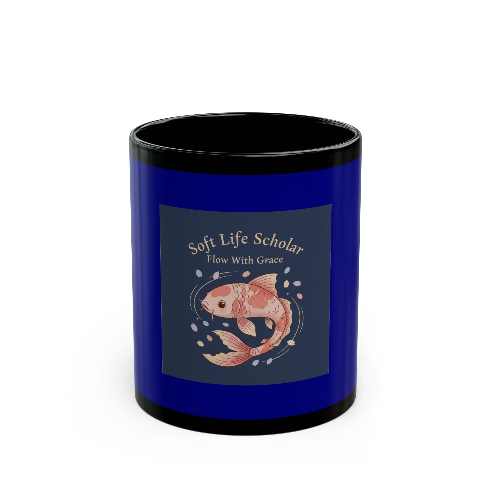 Koi Black Mug 11oz – Soft Life Scholar Flow With Grace