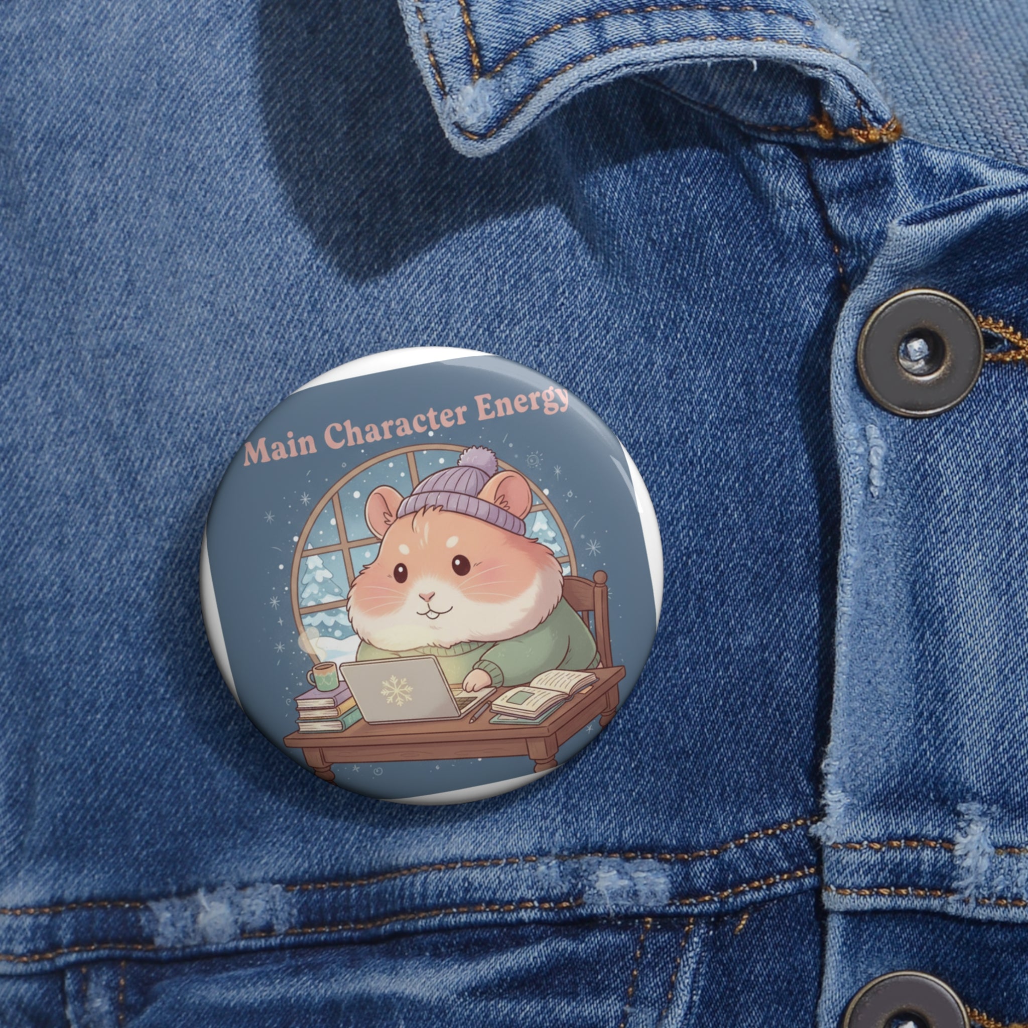 Hamster Pin Button – Main Character Energy