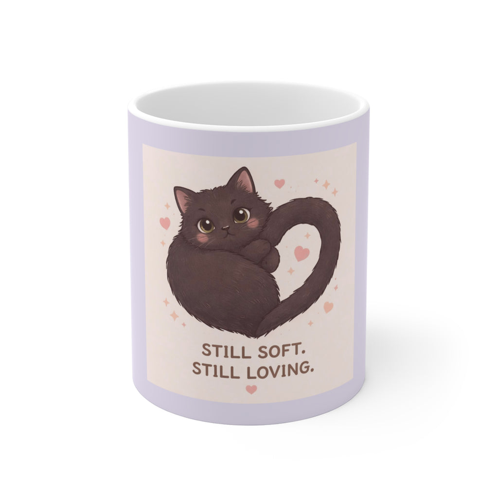 "STILL SOFT. STILL LOVING" Black Cat Mug | College Girl Gift | Fashion | KayKay Classics