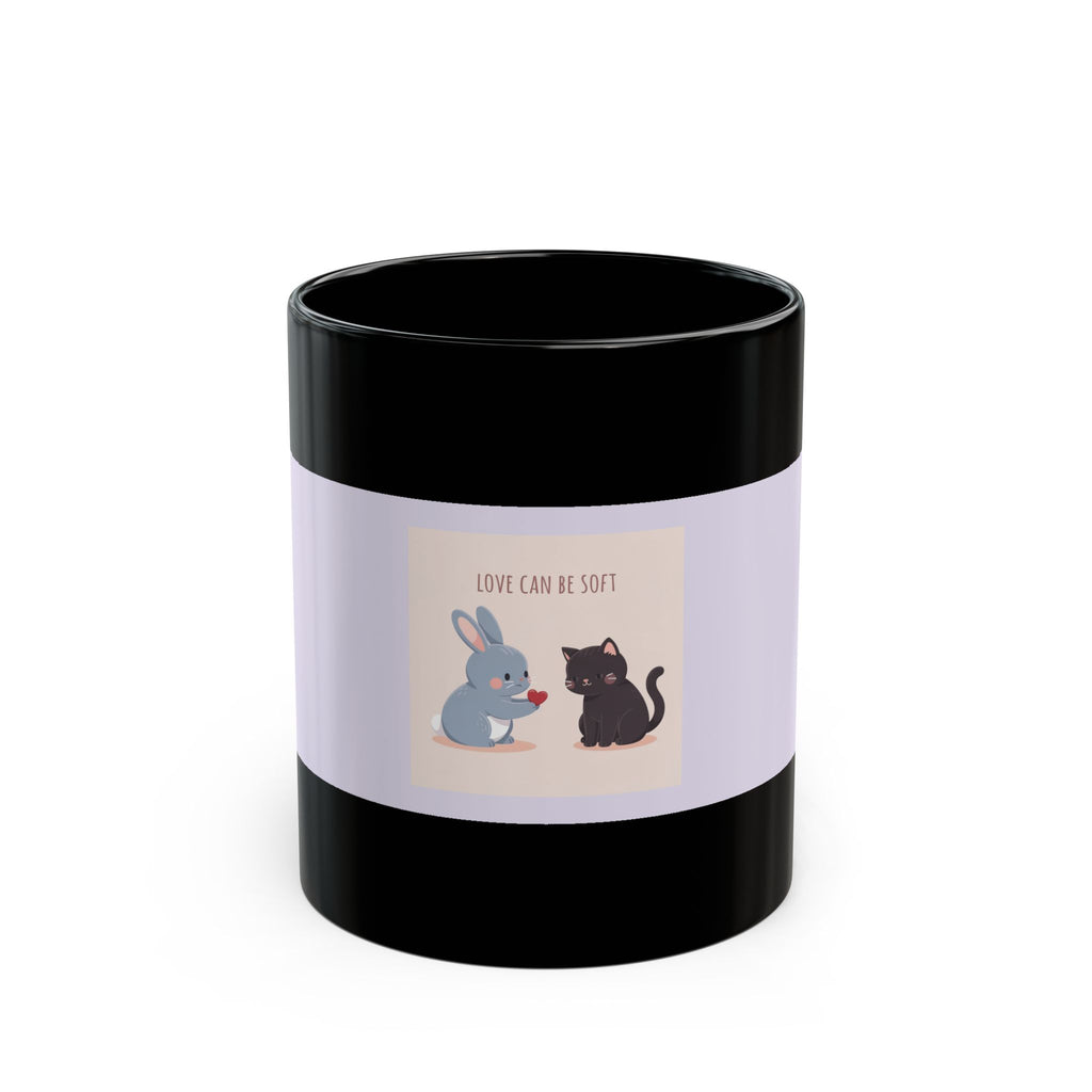 "LOVE CAN BE SOFT" Black Cat Black Mug | College Girl Gift | Fashion | KayKay Classics