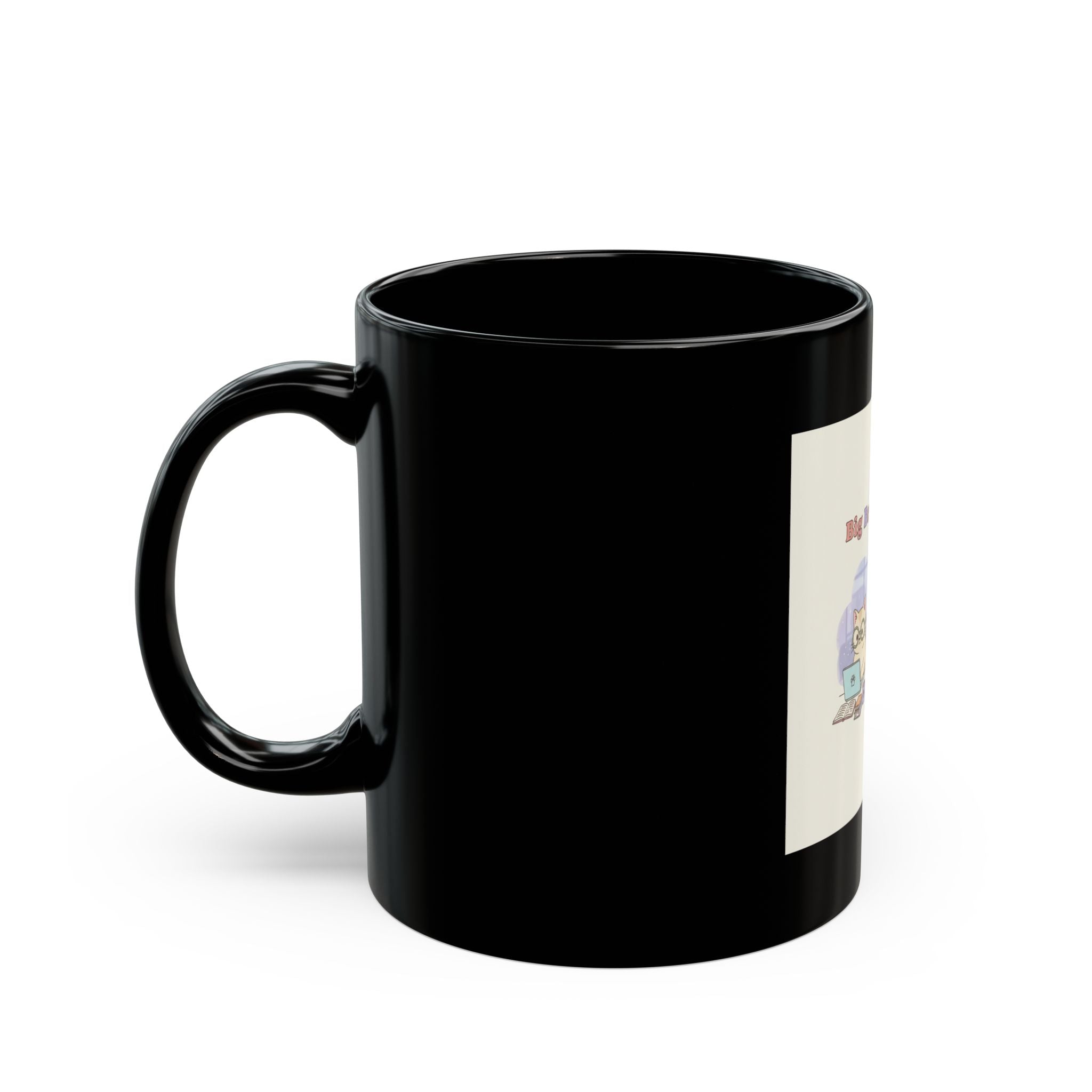 Big Brain Energy Cats Black Mug 11oz